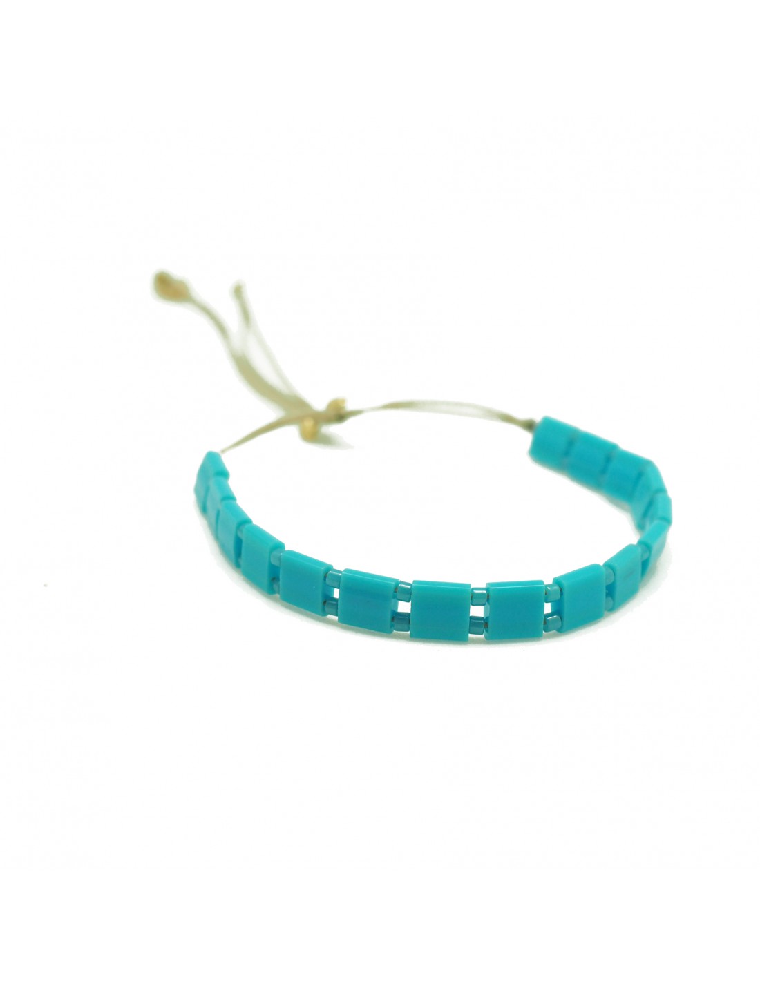 Azur et Turquoise Porte chance/Brésilien/Simple Fait avec du fil ciré et ajustable Bracelet corde/fil Bleu Deux Tons Réf.#Bi1 