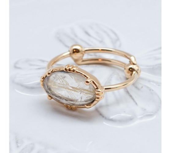 BAGUE PIERRE OVALE HORIZONTALE QUARTZ...