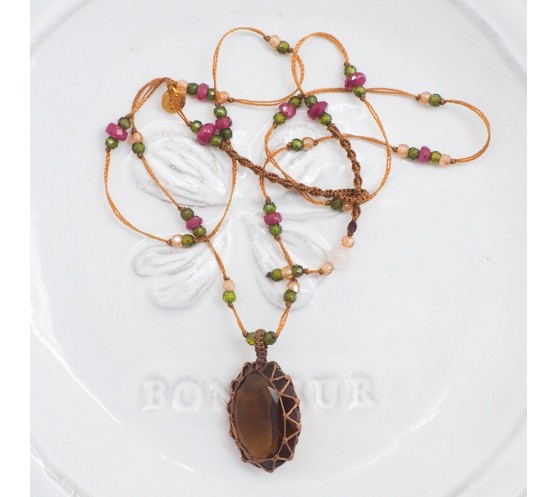COLLIER TIBETAIN COURT - HONEY QUARTZ...